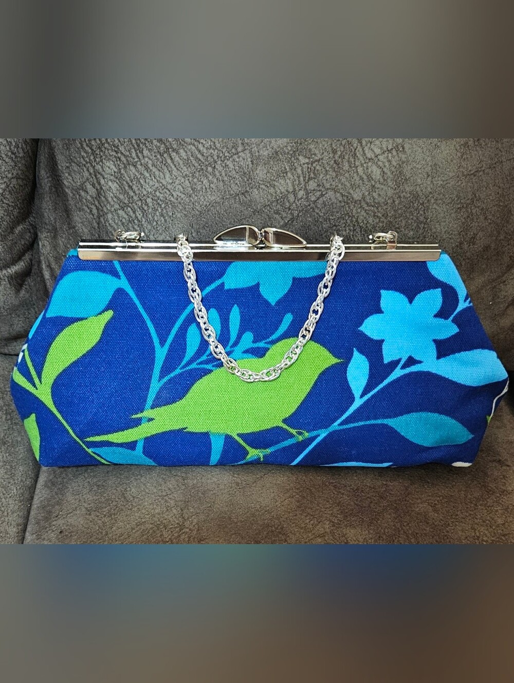 Floral Song Bird Clutch in Blue & Green New